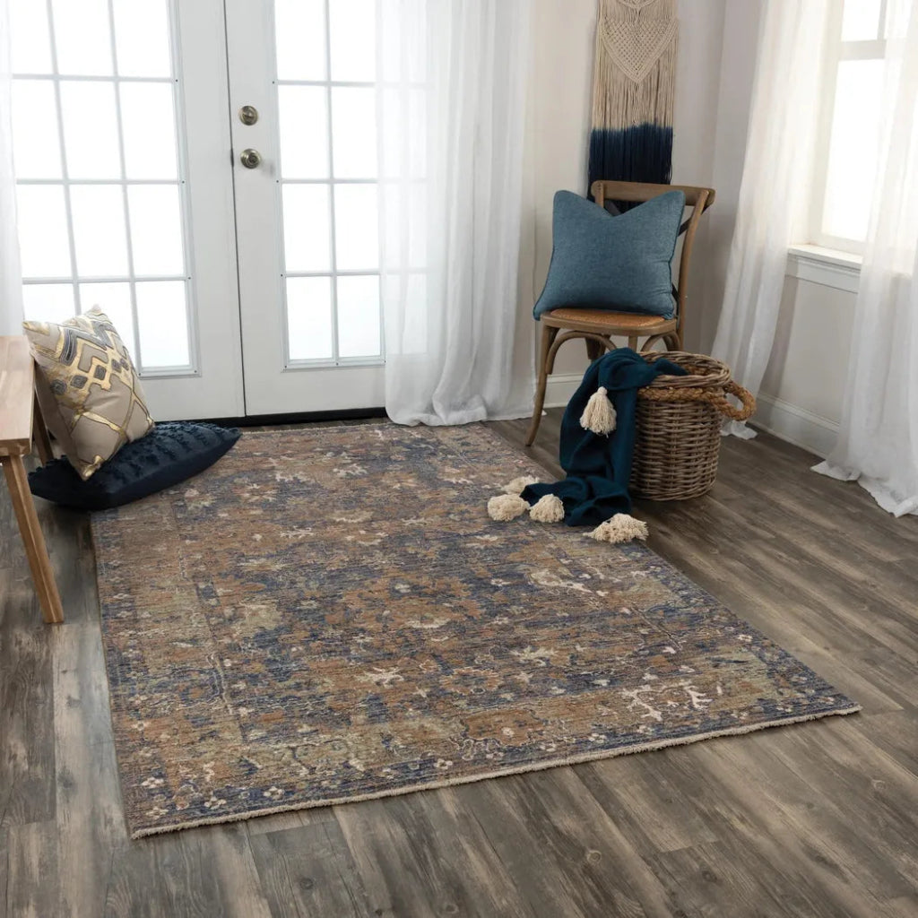 Attu Floral Charcoal Large Area Rugs For Living Room - LOOMLAN - LOOMLAN - Area Rugs