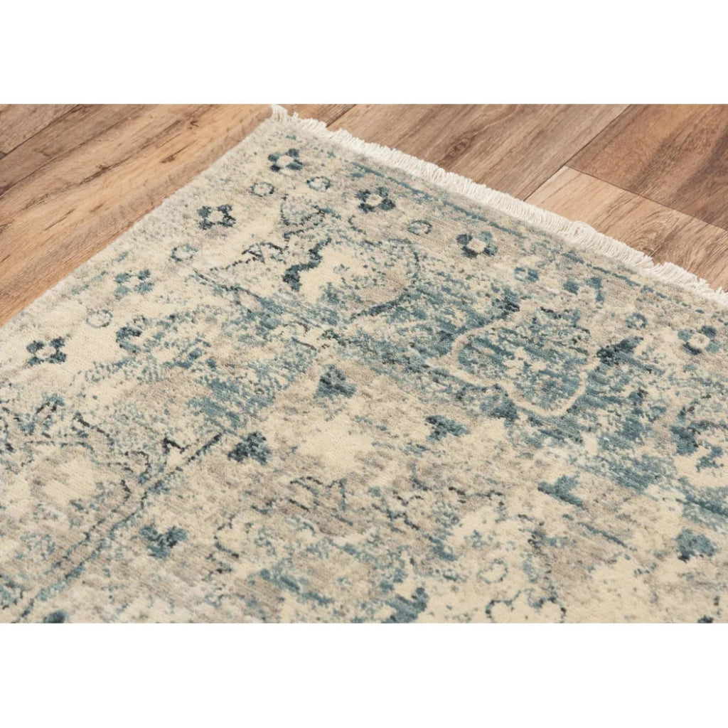 Auda Floral Beige/ Blue Large Area Rugs For Living Room - LOOMLAN - LOOMLAN - Area Rugs