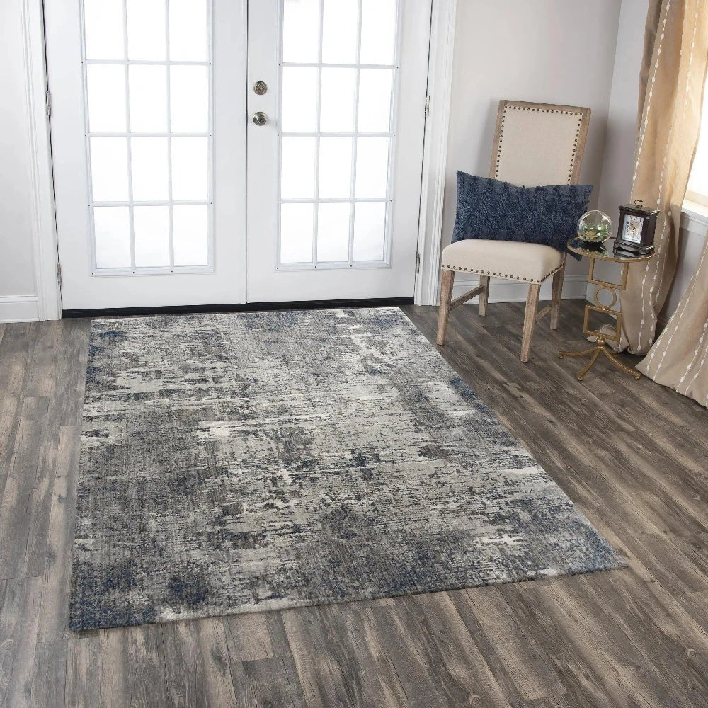 Auri Abstract Gray/ Blue Large Area Rugs - LOOMLAN - LOOMLAN - Area Rugs