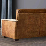 Austin Brown Benchmade Leather Couch Shearing Trim - LOOMLAN - Uptown Sebastian - Sofas & Loveseats