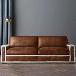 Austin Brown Benchmade Leather Couch Shearing Trim - LOOMLAN - Uptown Sebastian - Sofas & Loveseats