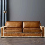 Austin Brown Benchmade Leather Couch Shearing Trim - LOOMLAN - Uptown Sebastian - Sofas & Loveseats