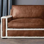 Austin Brown Benchmade Leather Couch Shearing Trim - LOOMLAN - Uptown Sebastian - Sofas & Loveseats