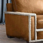 Austin Brown Benchmade Leather Couch Shearing Trim - LOOMLAN - Uptown Sebastian - Sofas & Loveseats