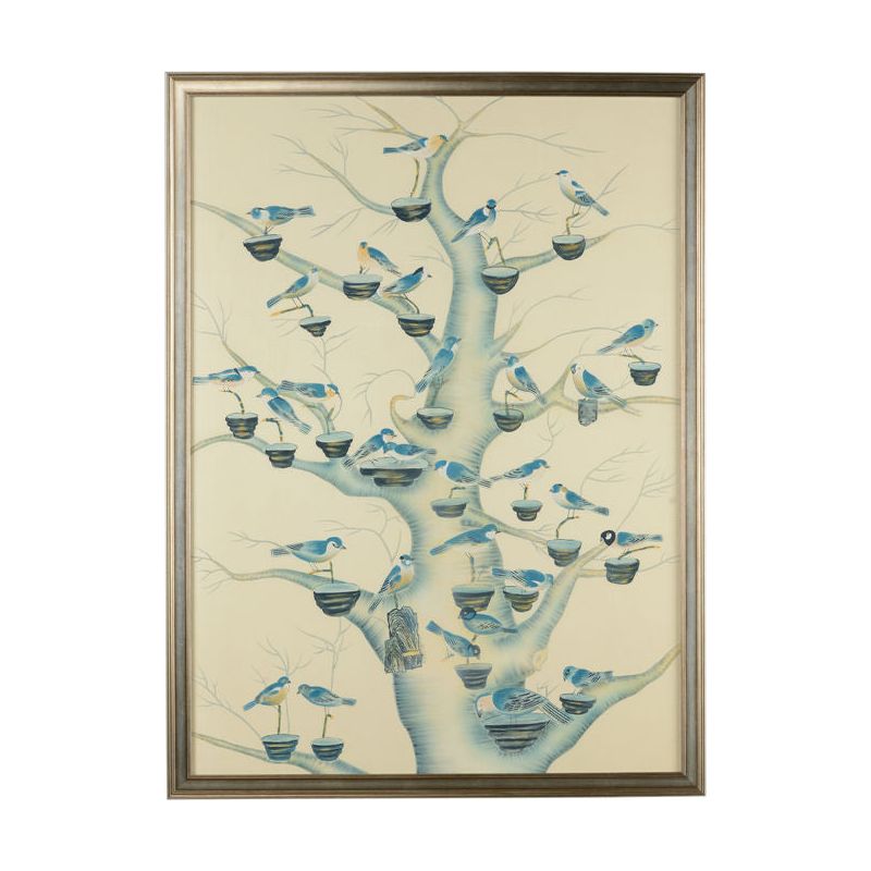 Aviary In Shades Of Blue Hand Painted Artwork - LOOMLAN - Chelsea House - Artwork