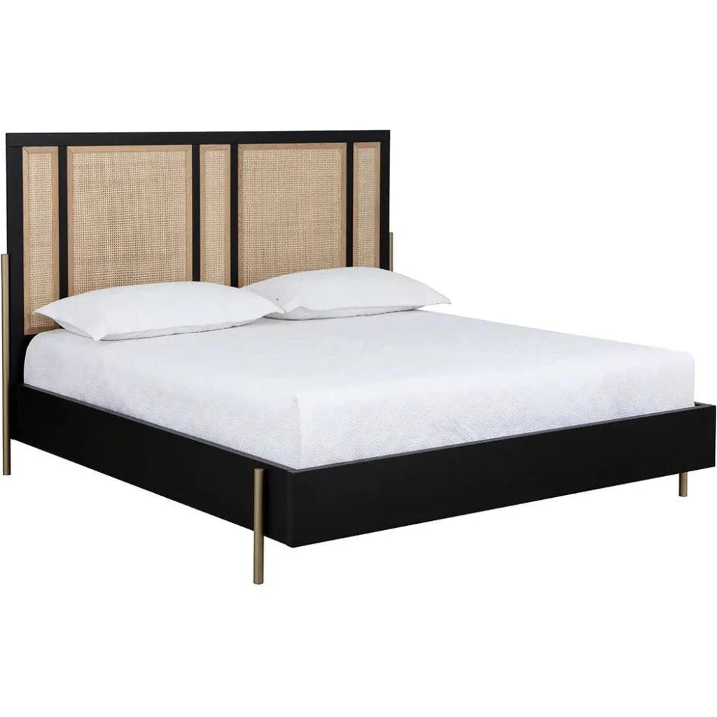 Avida Bed King Gold Black Natural Rattan - LOOMLAN - SUNPAN - Beds