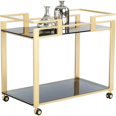 Avondale Bar Cart Black Glass Shelves - LOOMLAN - SUNPAN - Home Bar Carts