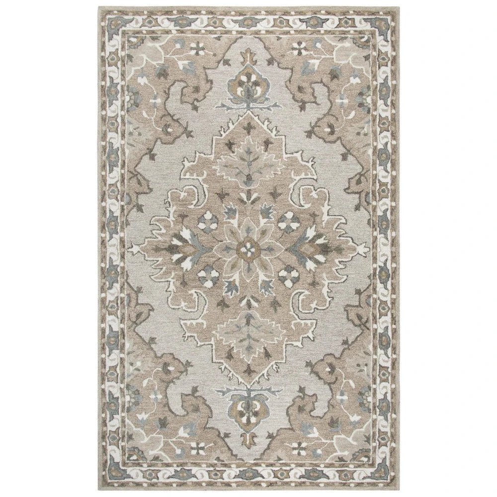 Awad Central Medallion Tan Large Area Rugs - LOOMLAN - LOOMLAN - Area Rugs