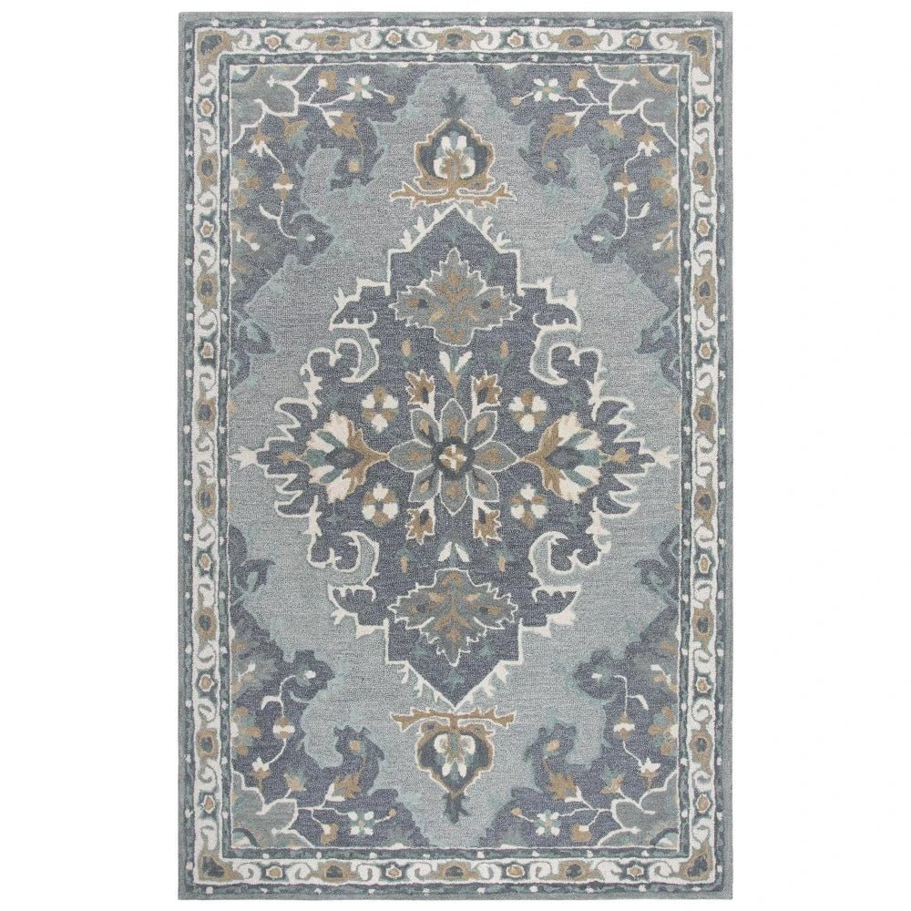 Axel Central Medallion Gray Large Area Rugs - LOOMLAN - LOOMLAN - Area Rugs