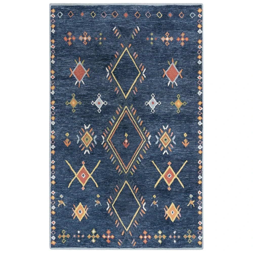 Ayar Geometric Blue Living Room Rug - LOOMLAN - LOOMLAN - Area Rugs