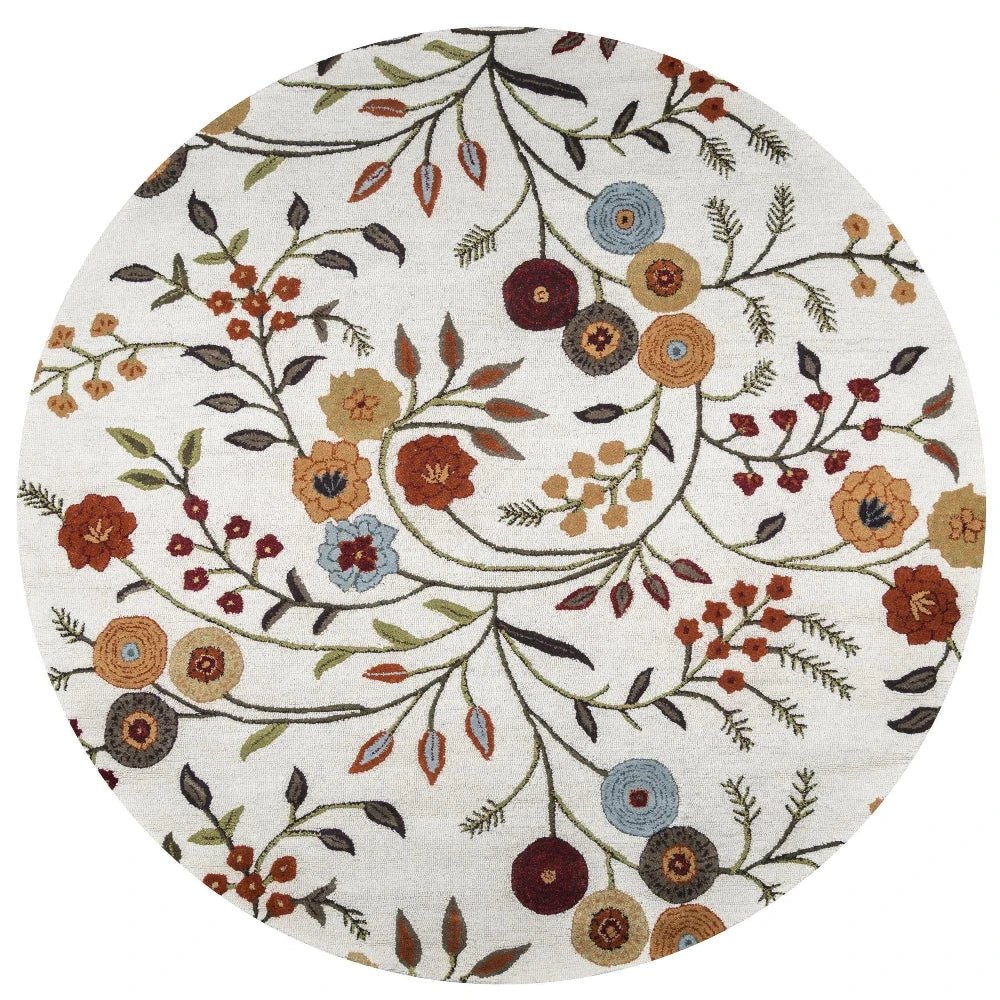 Ayat White Round Area Rugs For Dining Room - LOOMLAN - LOOMLAN - Area Rugs