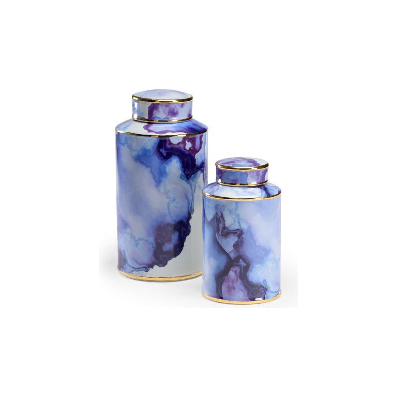 Azul Pool White Ceramic Canister (Set of 2) - LOOMLAN - Wildwood - Vases & Jars