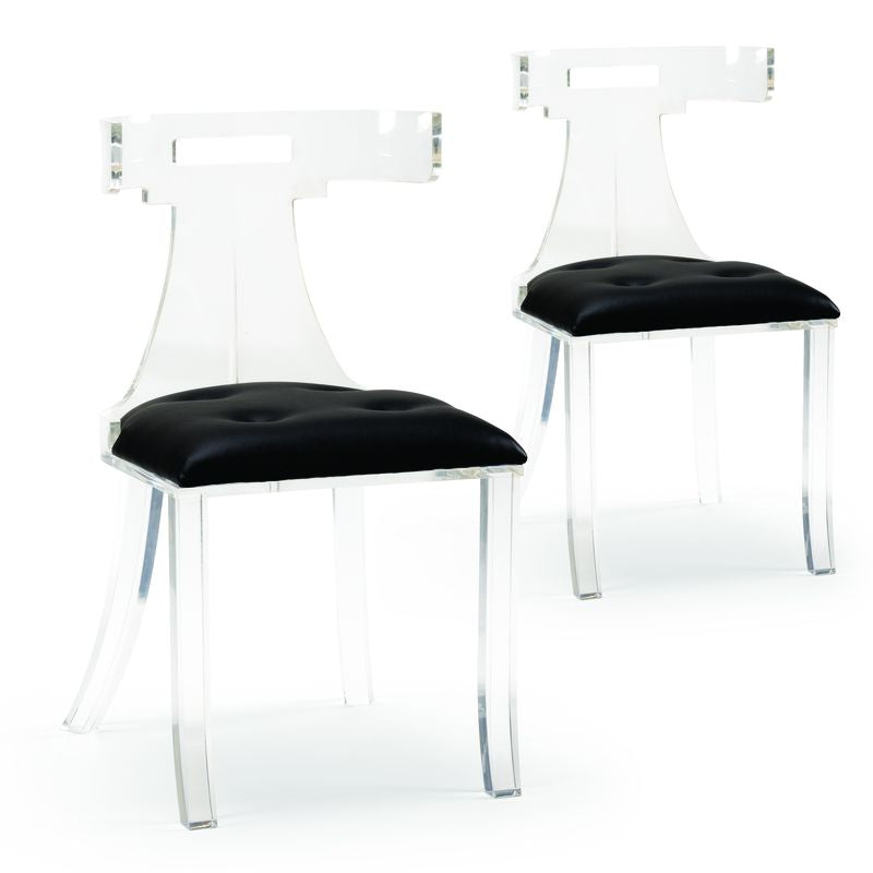 Elsa Acrylic Made Armless Chair (Set of 2)-Dining Chairs-Wildwood-Black-LOOMLAN