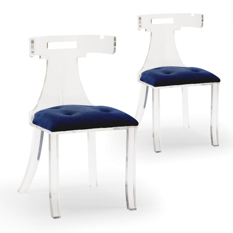 Elsa Acrylic Made Armless Chair (Set of 2)-Dining Chairs-Wildwood-Blue-LOOMLAN