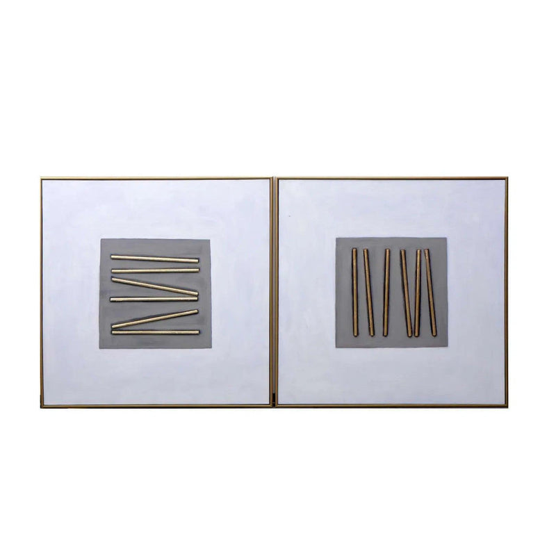 Pick Up Sticks Set Hand Painted Wall Art With Gold Frame