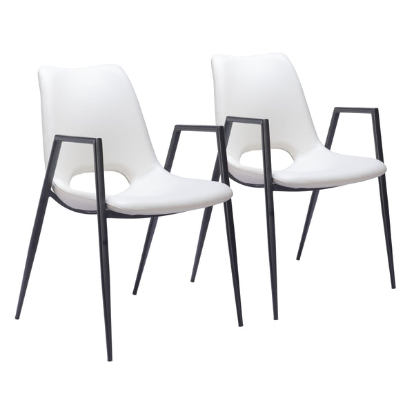 Desi Steel White Dining Arm Chair (Set of 2)