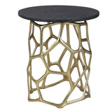 Short Ariel Dark Granite Topped Round End Table