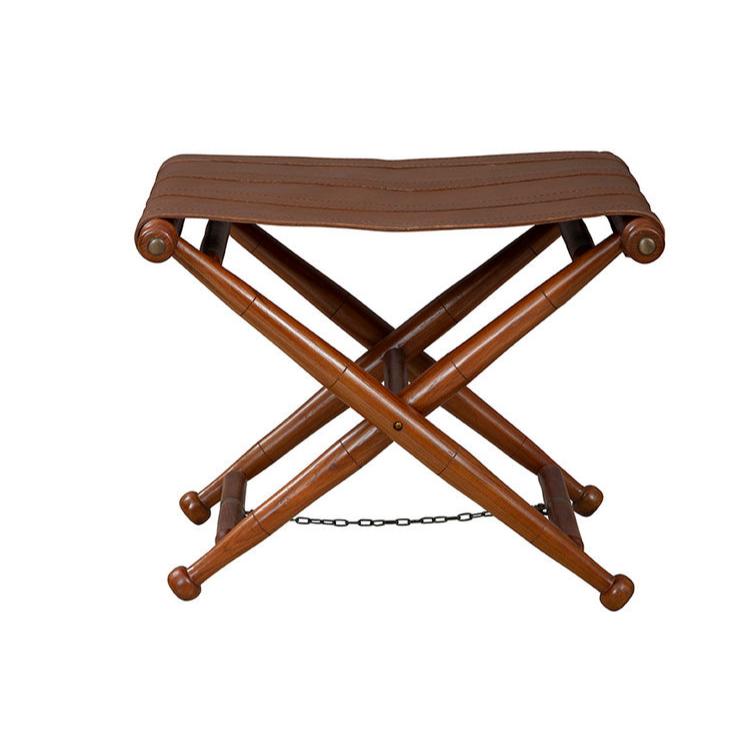 Mombasa Leather Upholstered Folding Stool