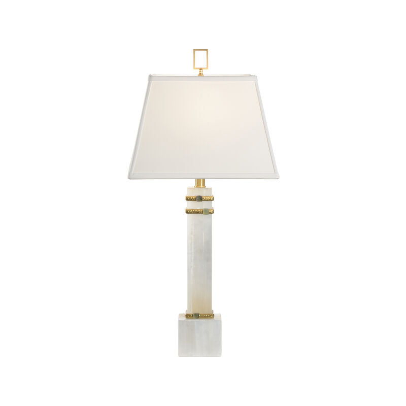 Alabaster Column Gold And Jade Rings Table Lamp