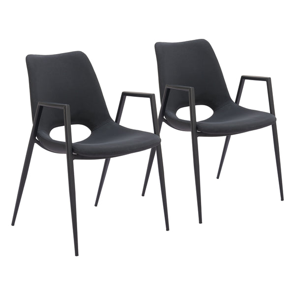 Desi Black Steel Dining Arm Chair (Set of 2)