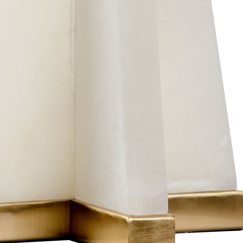 Alabaster Natural White Pyramid Design Table Lamp