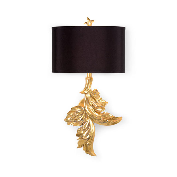 Gaylord Gold Leaf Finished Leaf Design Wall Sconce-Wall Sconces-Wildwood-Left-LOOMLAN