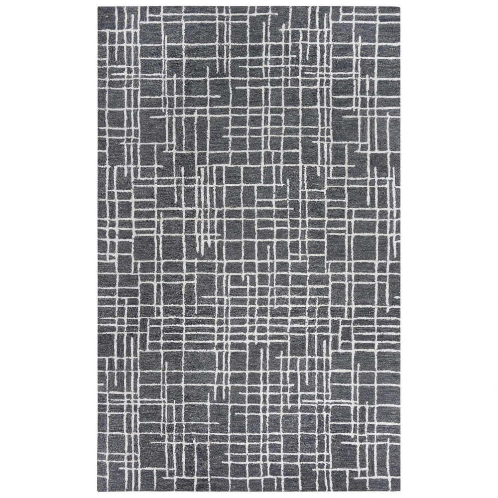 Baab Geometric Charcoal Area Rugs For Living Room - LOOMLAN - LOOMLAN - Area Rugs