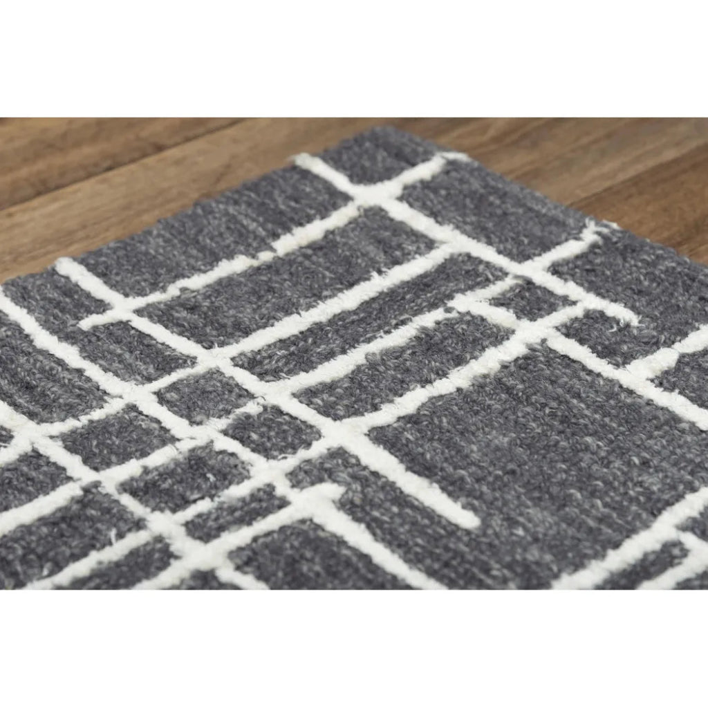 Baab Geometric Charcoal Area Rugs For Living Room - LOOMLAN - LOOMLAN - Area Rugs