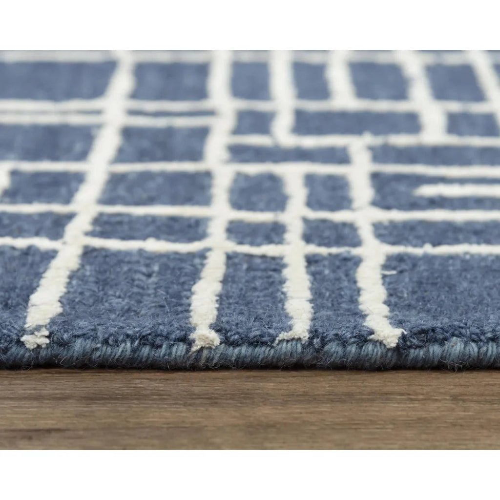 Baar Geometric Blue Area Rugs For Living Room - LOOMLAN - LOOMLAN - Area Rugs