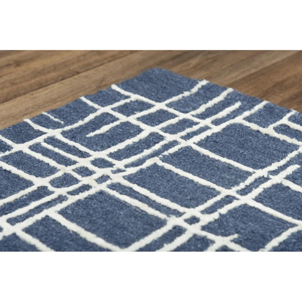 Baar Geometric Blue Area Rugs For Living Room - LOOMLAN - LOOMLAN - Area Rugs