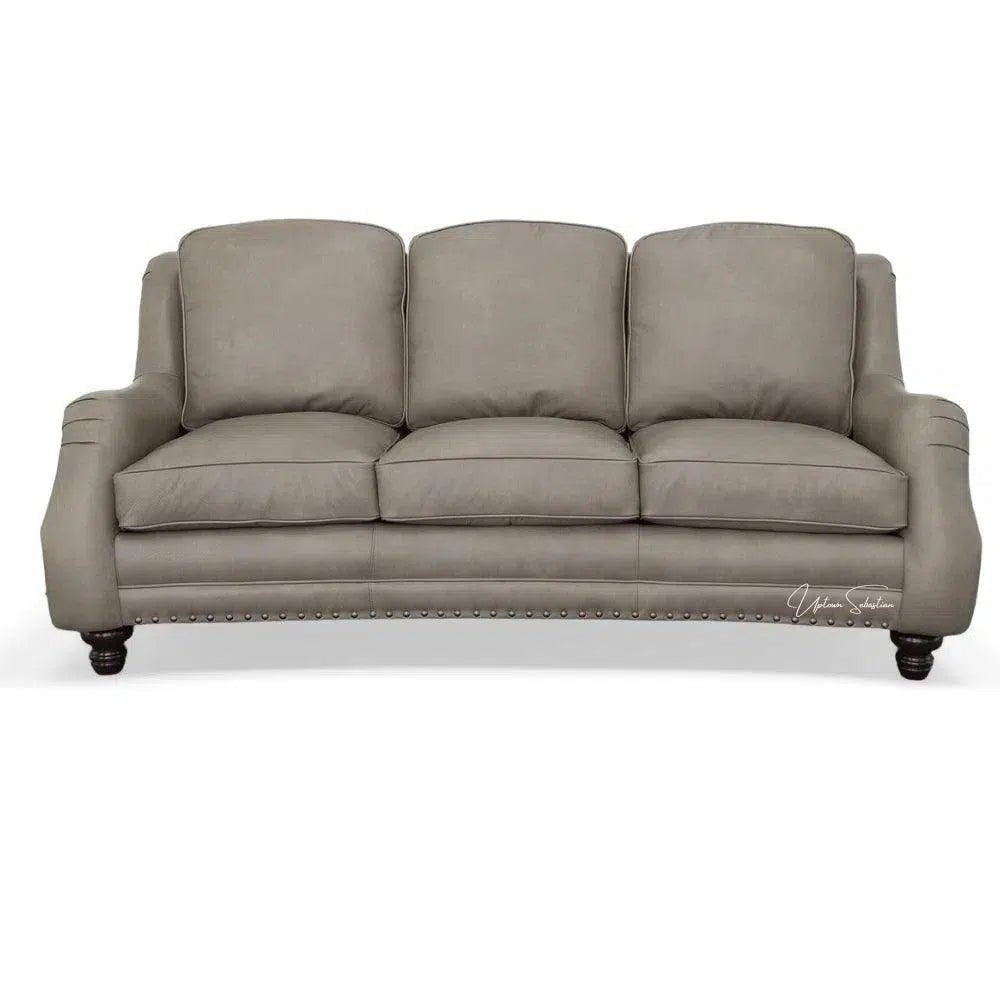 Bach Grey Leather Couch Benchmade In the USA - LOOMLAN - Uptown Sebastian - Sofas & Loveseats