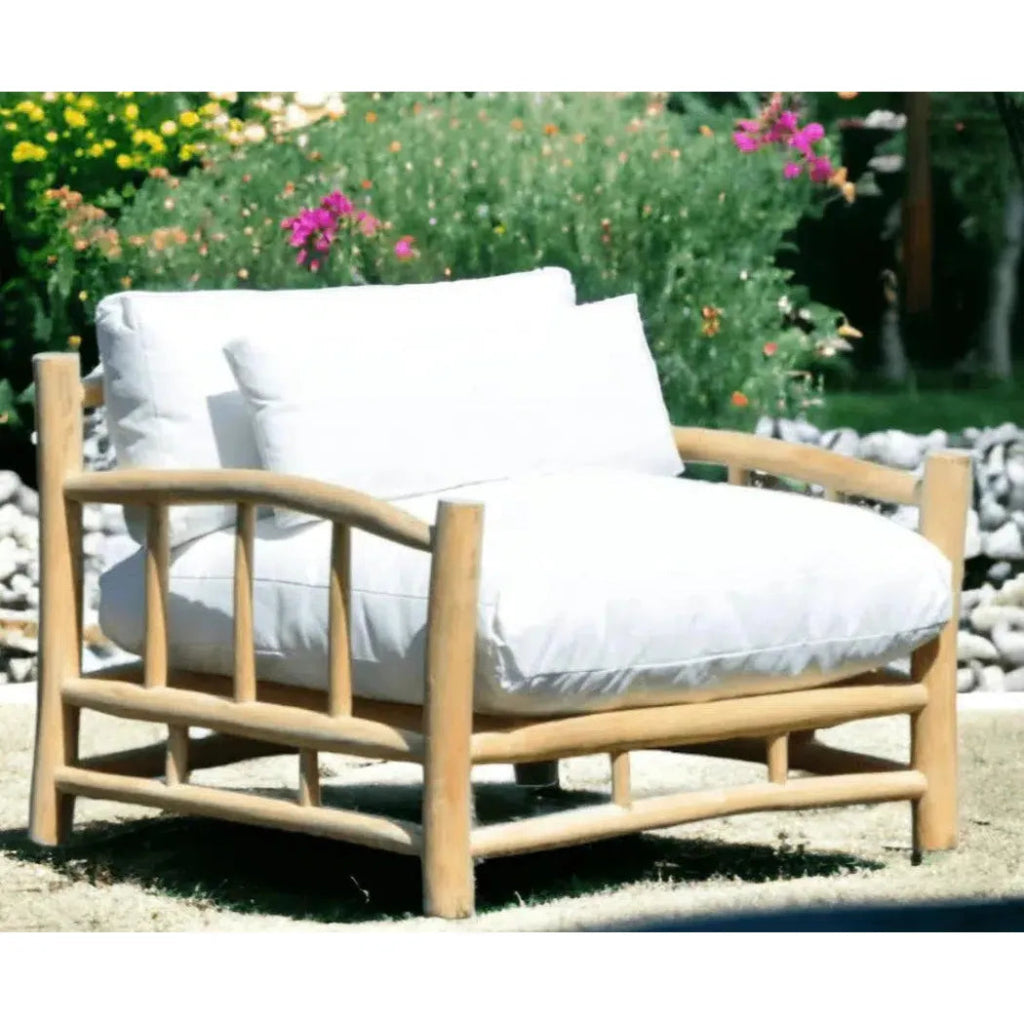 Bali Outdoor Patio Lounge Chair Teak Olefin Cushion - LOOMLAN - Artesia - Outdoor Lounge Chairs