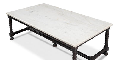 Barley White Banswara Marble Top Cocktail Table - LOOMLAN - Sarreid - Coffee Tables