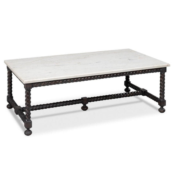 Barley White Banswara Marble Top Cocktail Table - LOOMLAN - Sarreid - Coffee Tables