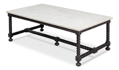 Barley White Banswara Marble Top Cocktail Table - LOOMLAN - Sarreid - Coffee Tables