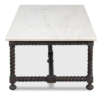 Barley White Banswara Marble Top Cocktail Table - LOOMLAN - Sarreid - Coffee Tables