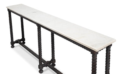 Barley White Banswara Marble Top Console Table - LOOMLAN - Sarreid - Console Tables