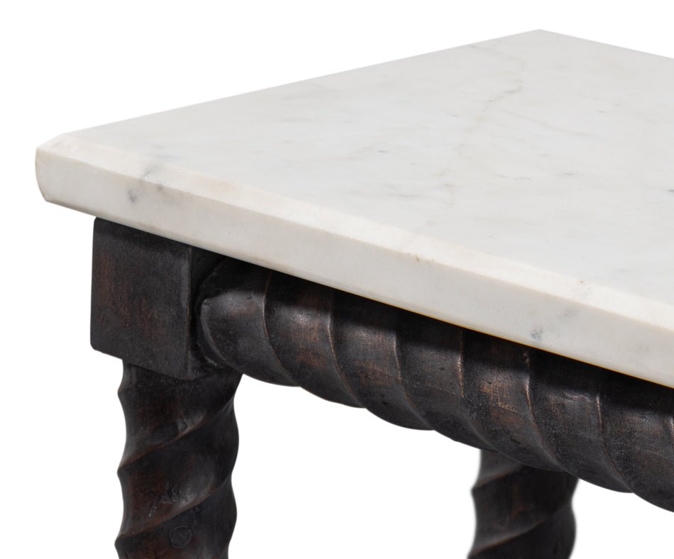 Barley White Banswara Marble Top Console Table - LOOMLAN - Sarreid - Console Tables