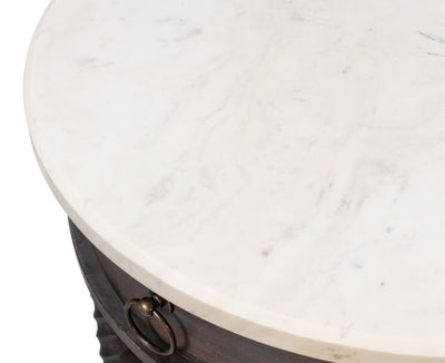 Barley White Banswara Marble Top Side Table - LOOMLAN - Sarreid - Side Tables