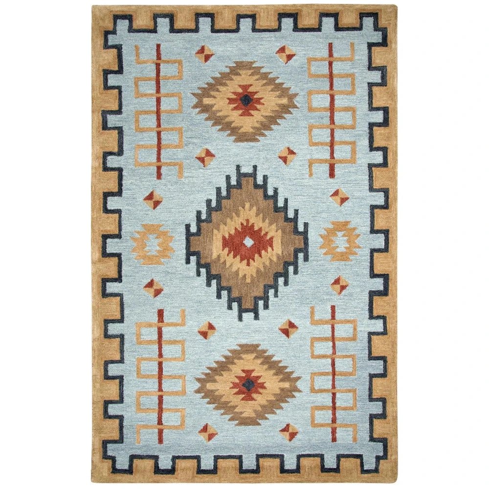 Barn Tribal Light Blue Large Area Rugs For Living Room - LOOMLAN - LOOMLAN - Area Rugs