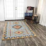 Barn Tribal Light Blue Large Area Rugs For Living Room - LOOMLAN - LOOMLAN - Area Rugs