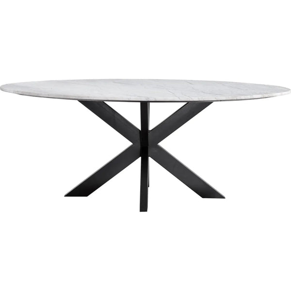 Barton Marble & Metal Black Round Dining Table - LOOMLAN - Bassett Mirror - Dining Tables