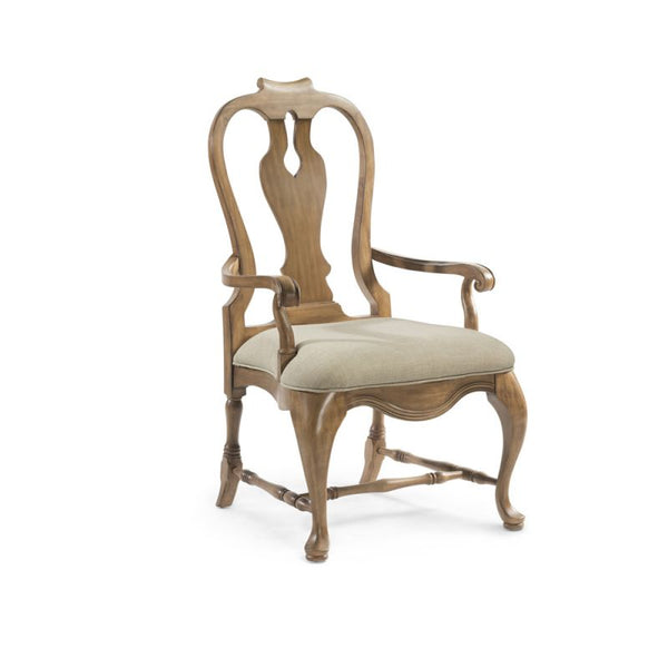 Kinzie Wood and Linen Brown Arm Chair