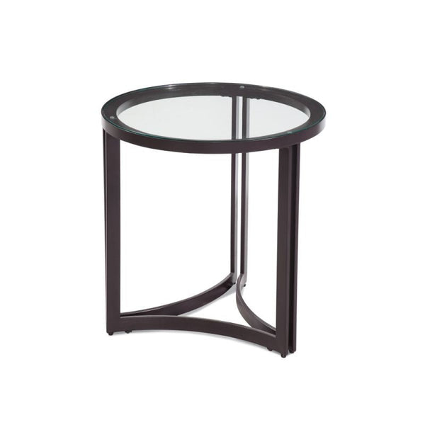 Trucco Metal and Clear Glass Black Round End Table