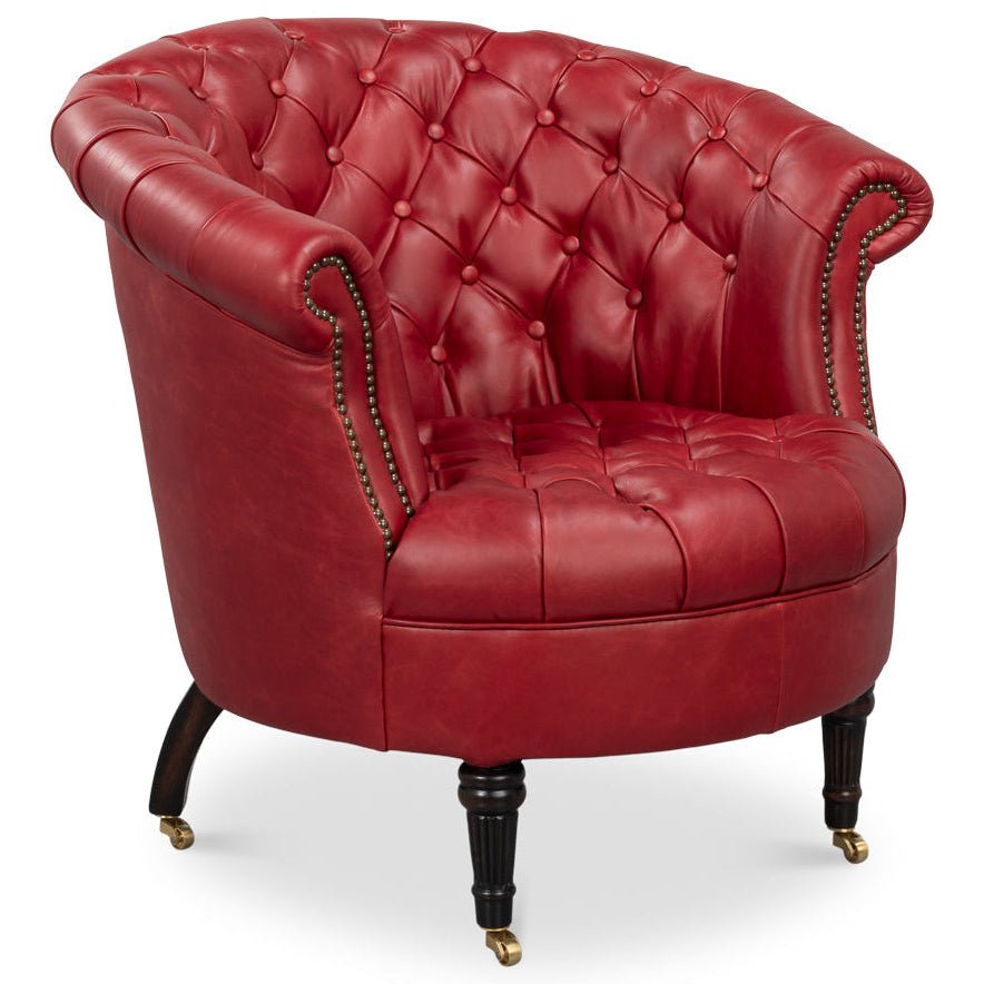 Bastian Top Grain Cow Leather Armchair - LOOMLAN - Sarreid - Club Chairs