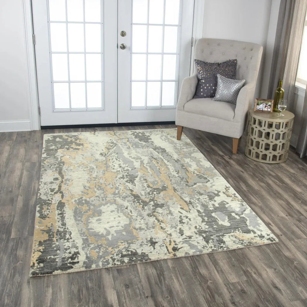 Batu Floral Gray Large Area Rugs For Living Room - LOOMLAN - LOOMLAN - Area Rugs