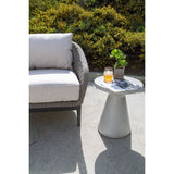 Bazaar Bone Finish Round Outdoor End Table - LOOMLAN - Sunset West - Outdoor Side Tables