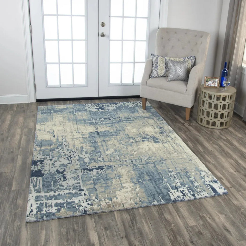 Baze Abstract Blue Large Area Rugs For Living Room - LOOMLAN - LOOMLAN - Area Rugs