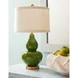 Gourd Ceramic With Antique Gold Accent Base Table Lamp