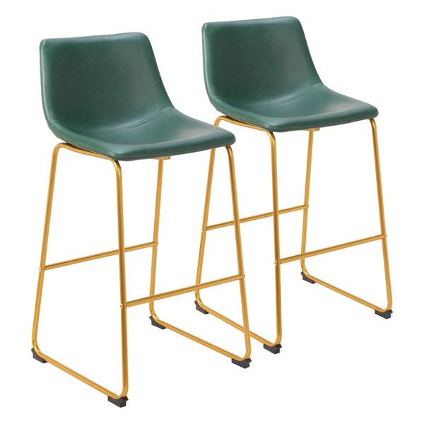 Augusta Steel Green and Gold Barstool (Set of 2)
